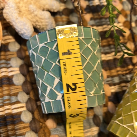 Hallmark Mosaic Candle Holders. Set of 2. Blue & Green New in Box - Picture 9 of 11